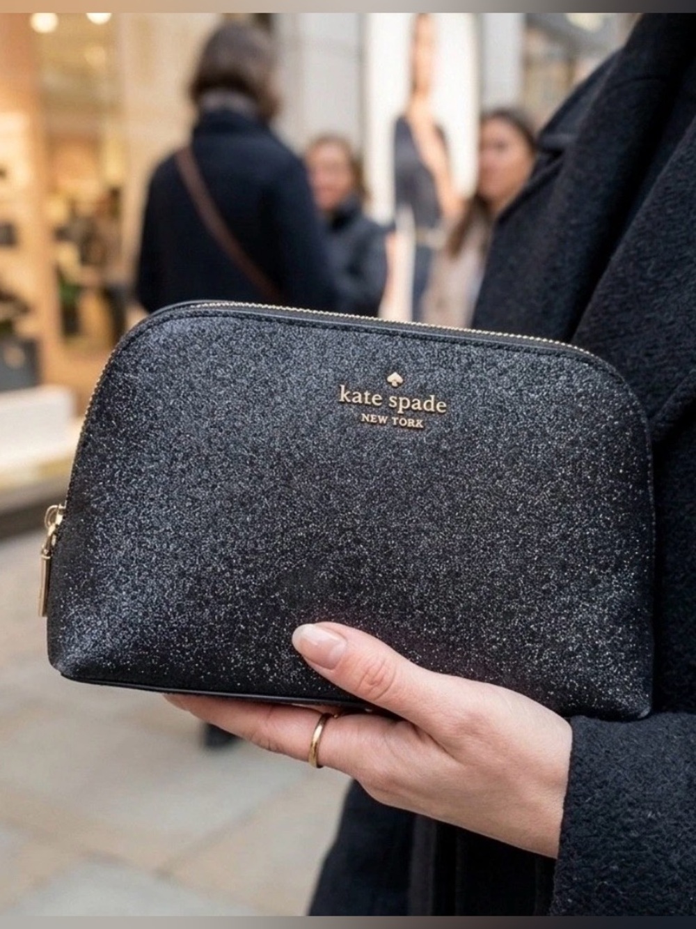Kate Spade Glitter Cosmetic Makeup Bag